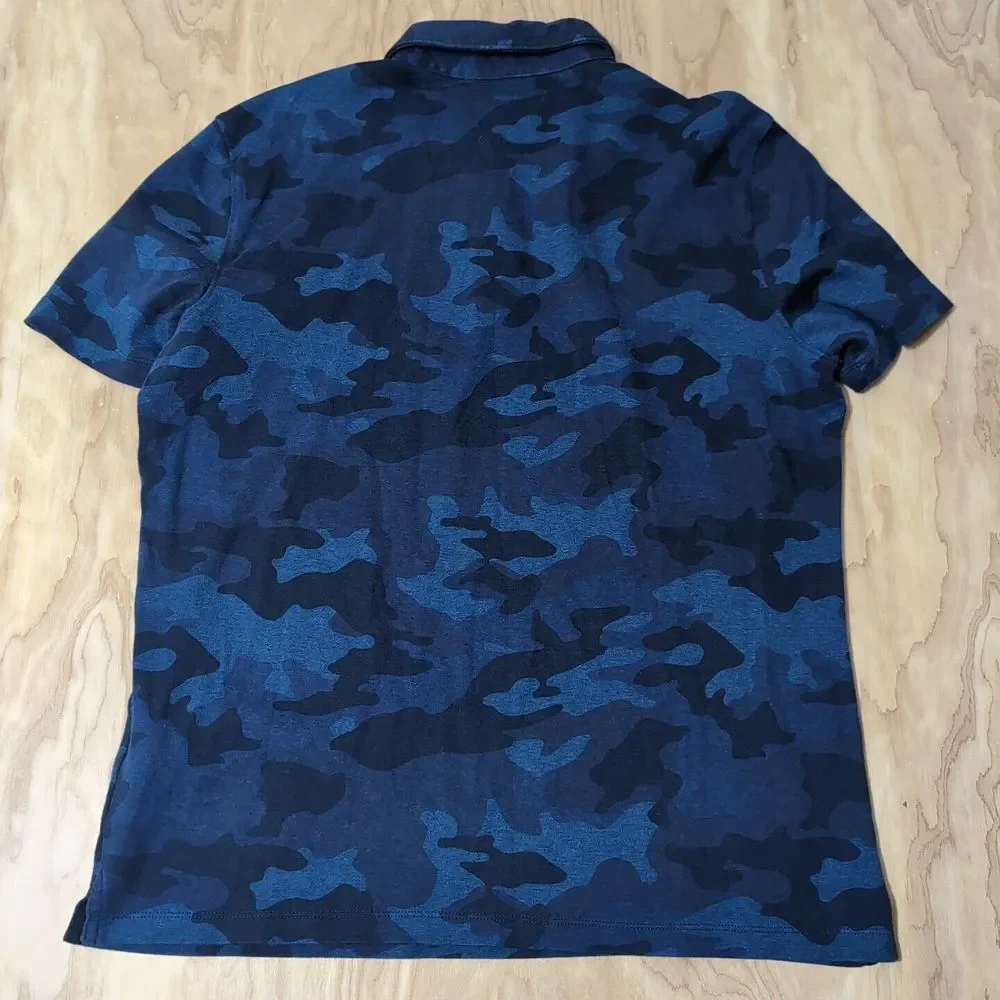 Banana Republic Shirt Men M Blue‎ Camouflage Luxury Touch Performance Polo Rugby